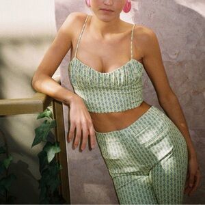 Zara Green and Yellow Geometric Crop